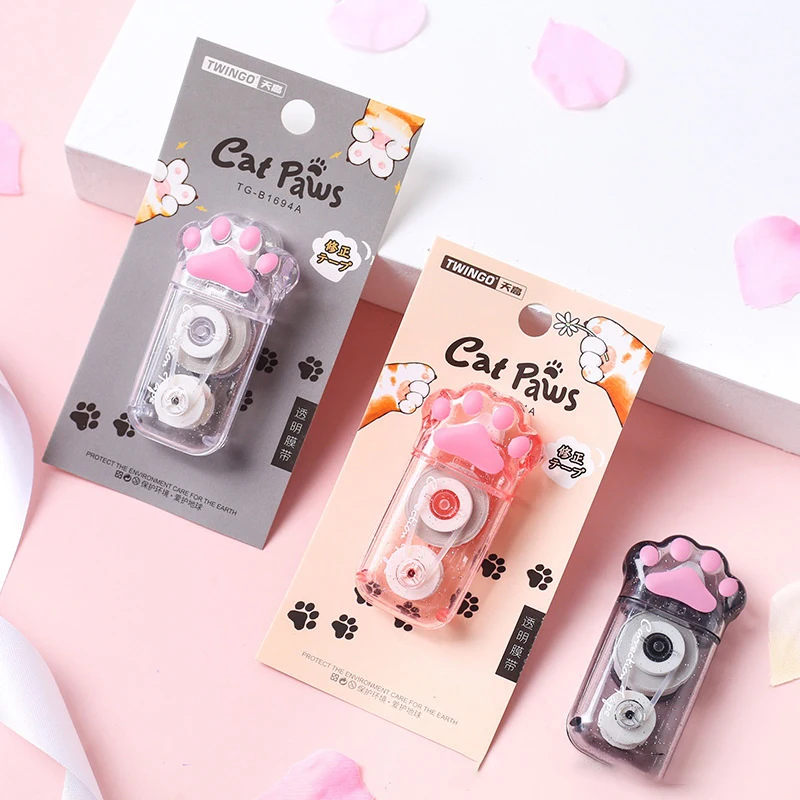 1Set Cat Paw Pencil Case Cute Stationery Set Sharpener Correction Tape Kawaii Eraser Papeleria Ruler Pencil Box School Supplies image 4