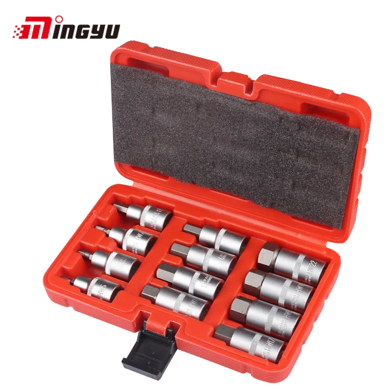 12pcs 1/2 Inch Drive Impact Hex Bit Socket Set H5 H6 H7 H8 H10 H12 H14 H16 H17 H18 H19 H22 Allen Key Sockets Set Hand Tools