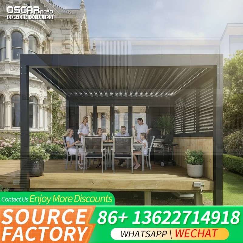 Outdoor Folding Retractable Wall to Pergola Customizable Powder Coated Frame Easy Installation Low MOQ for Garden Patio Balcony