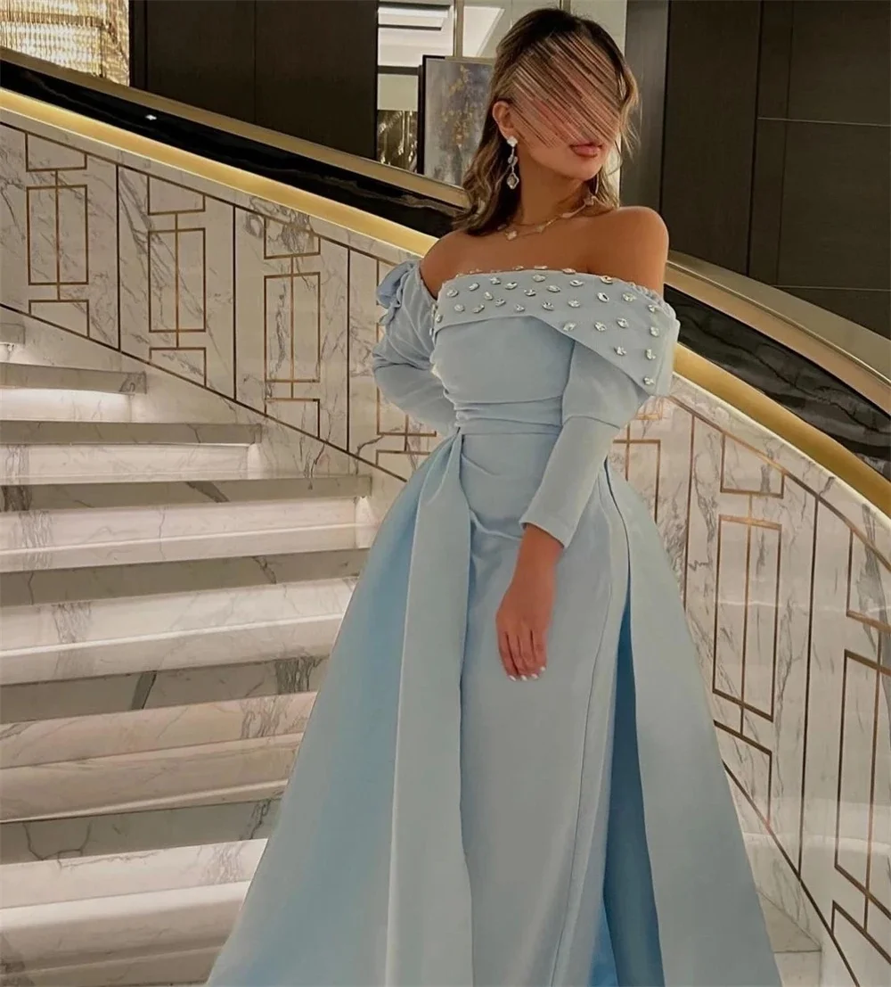 فساتين سهرة رسمية مطرزة بأكمام طويلة مناسبة مخصصة فساتين سهرة رعوية للجنسين جيرسي ريترو دبي السعودية حفلة موسيقية عربية مخصصة