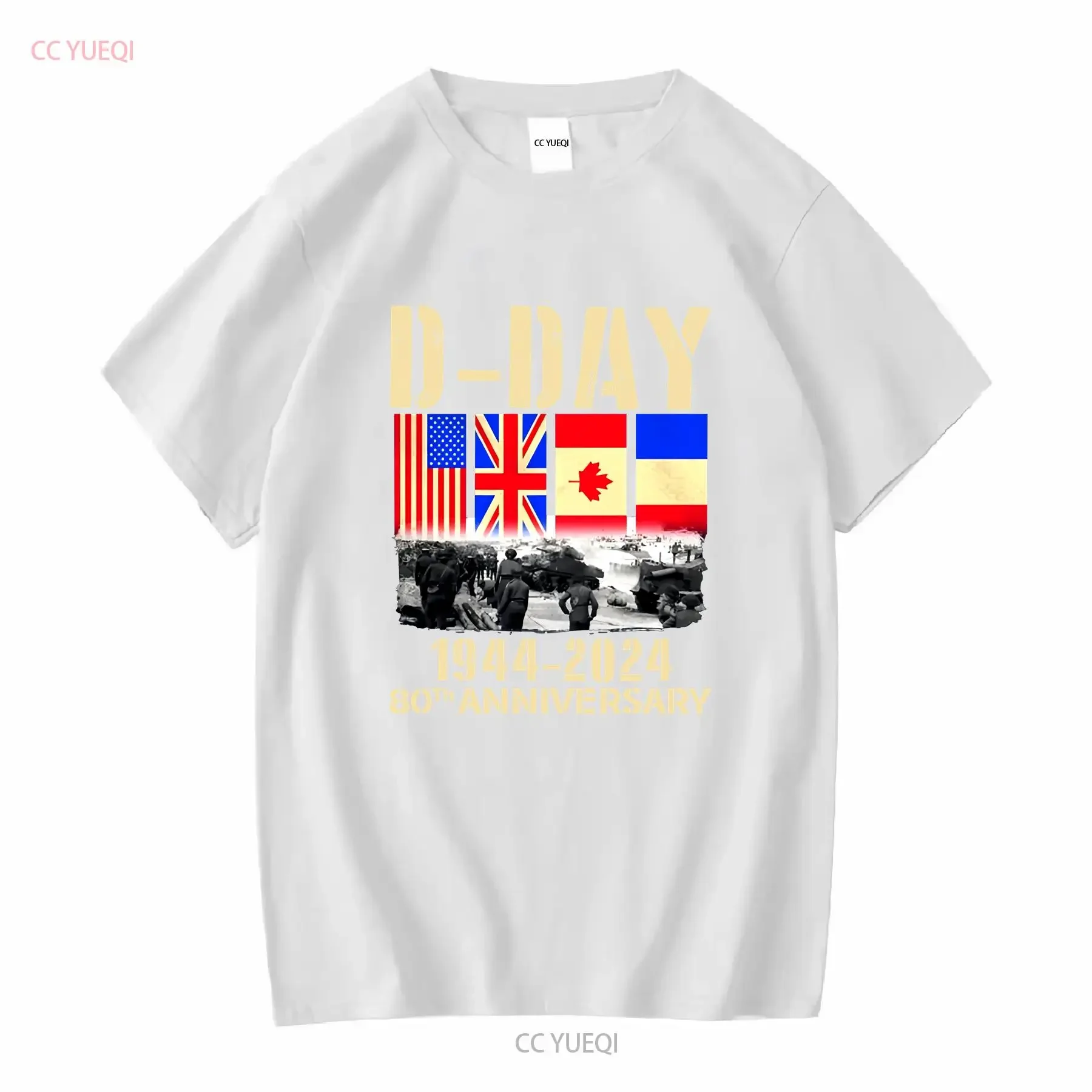 D Day T Shirt Normandy Landings 80th Anniversary 1944 2024 UK Flag Top long or short sleeves vintage Washed Comfortable Casual view 4