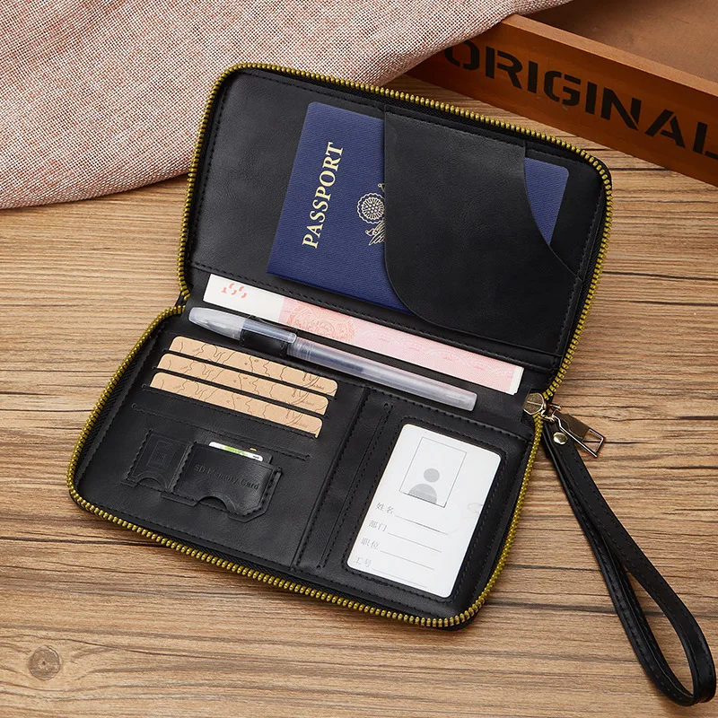 Long Passport Holder, Ticket Organizer, Document Bag, Multifunctional Travel Zipper Passport Bag, Anti-Theft Protection