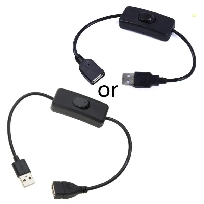 Kabel Pengisi Daya Catu Daya USB 30Cm/11,8 Inci Adaptor Famale Sakelar On/Off Dropship