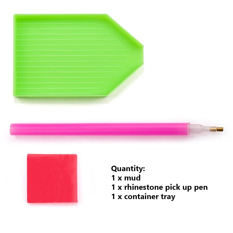 3Pcs Rhinestone Picker Set with Dotting Pen Container Storage Tray Sticky Clay for Nail Art Diamond Painting And Crafting
