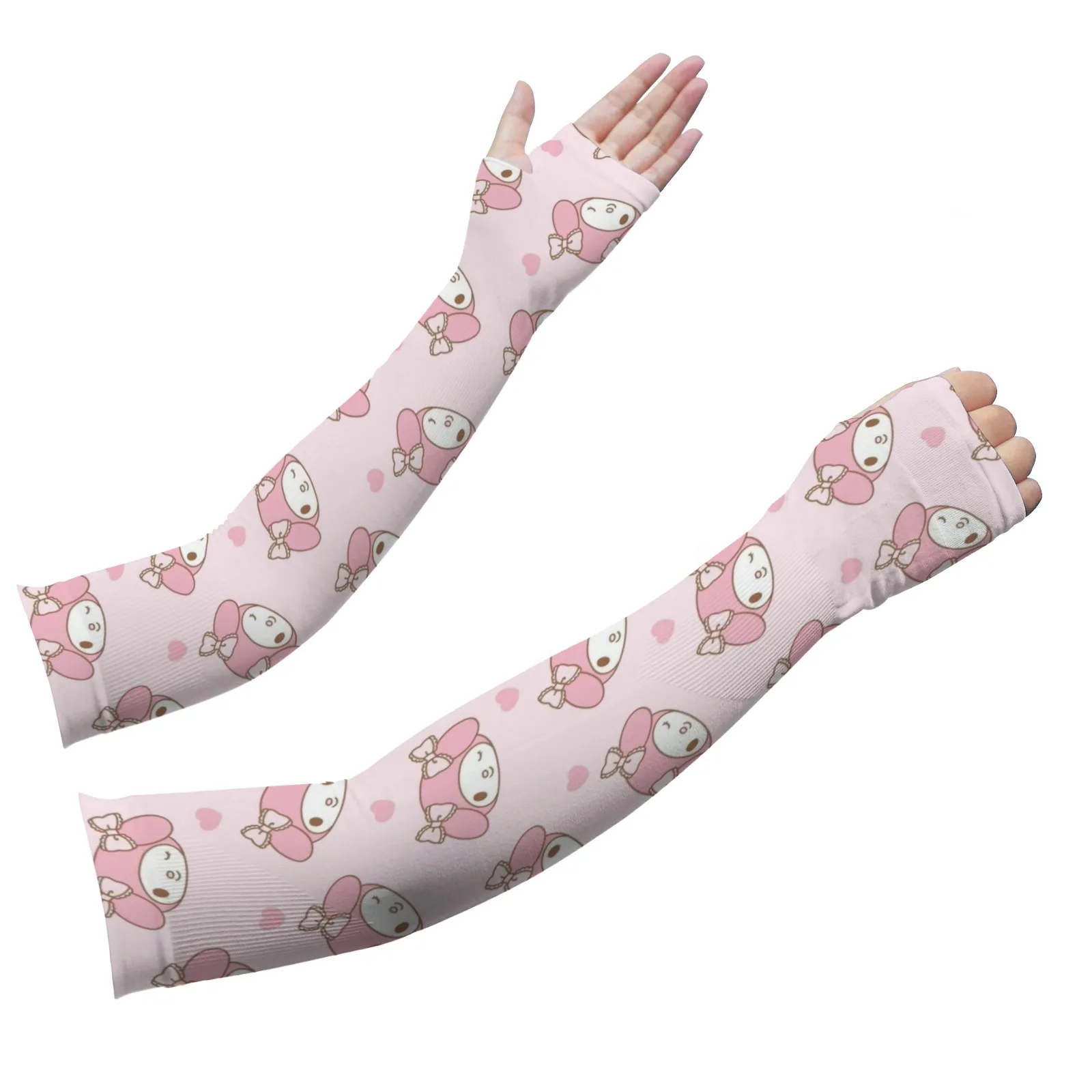 My Melody Kawaii Manchons de jardinage – Protection UV respirante en soie glacée rose pour un jardin élégant et confortable et les aventures en plein air