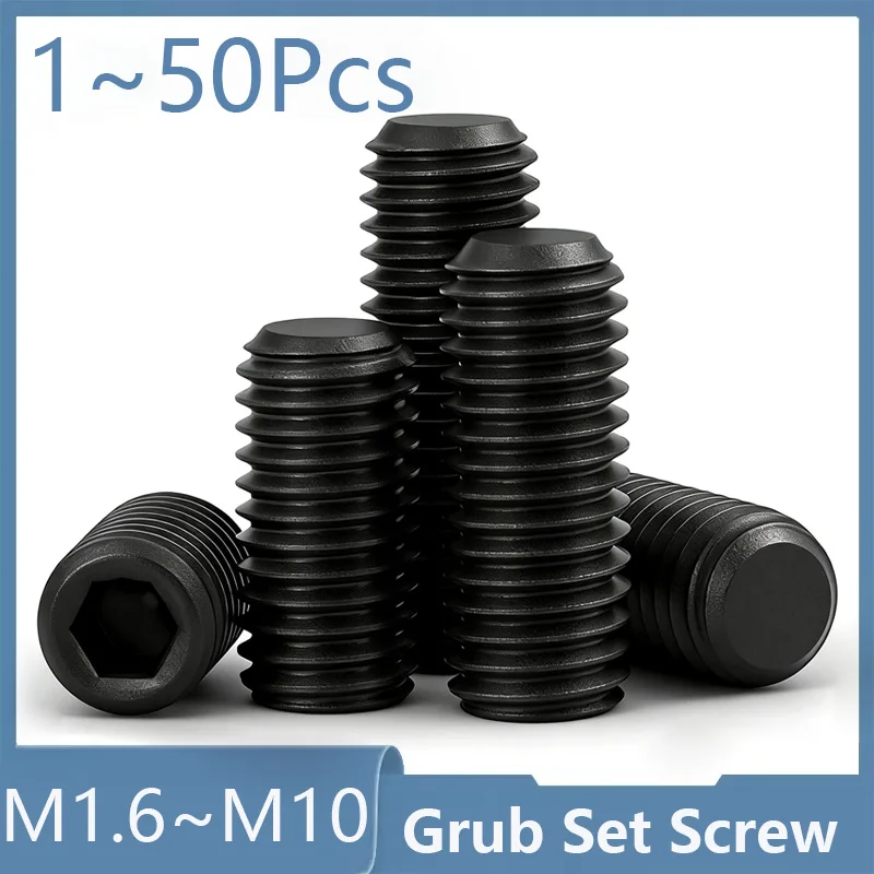 1~50pcs Headless Grub Set Screw M2 M2.5 M3 M4 M5 M6 M8 M10 Carbon Steel Hex Socket Set Screw Hardness 12.9 GRADE