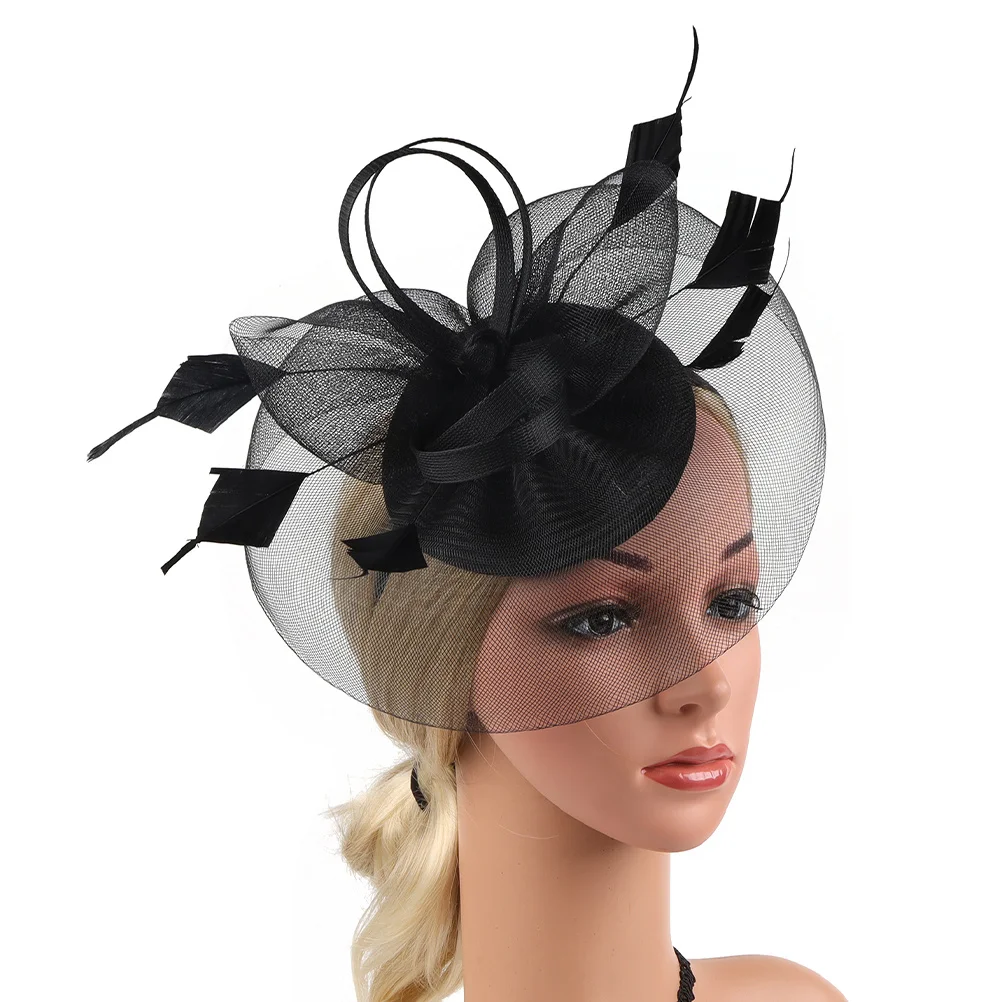 

Flower Hairband Light Pink Red Hat Women Bridal Accessories Tea Party Wedding Banquet Gauze Fascinator Headwear