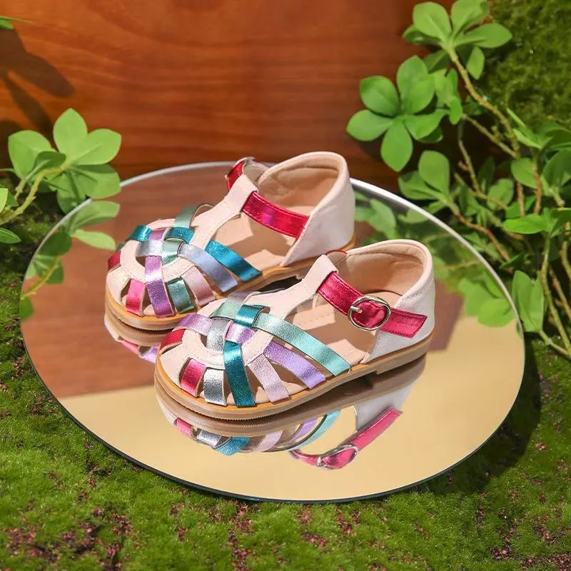 

Roman Princess Girl Sandals Head Covering Summer New Big Kids Sports Shoes Fashion Children Shoes Rubber Sole Baby Supplies