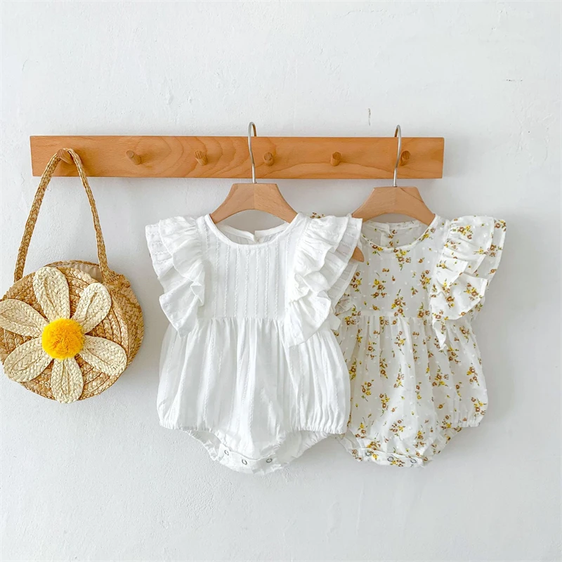 Infant Baby Girl Romper Cotton Ruffles Floral Newborn Rompers Baby Sleeveless Jumpsuit Fashion Baby Girl Summer Clothing