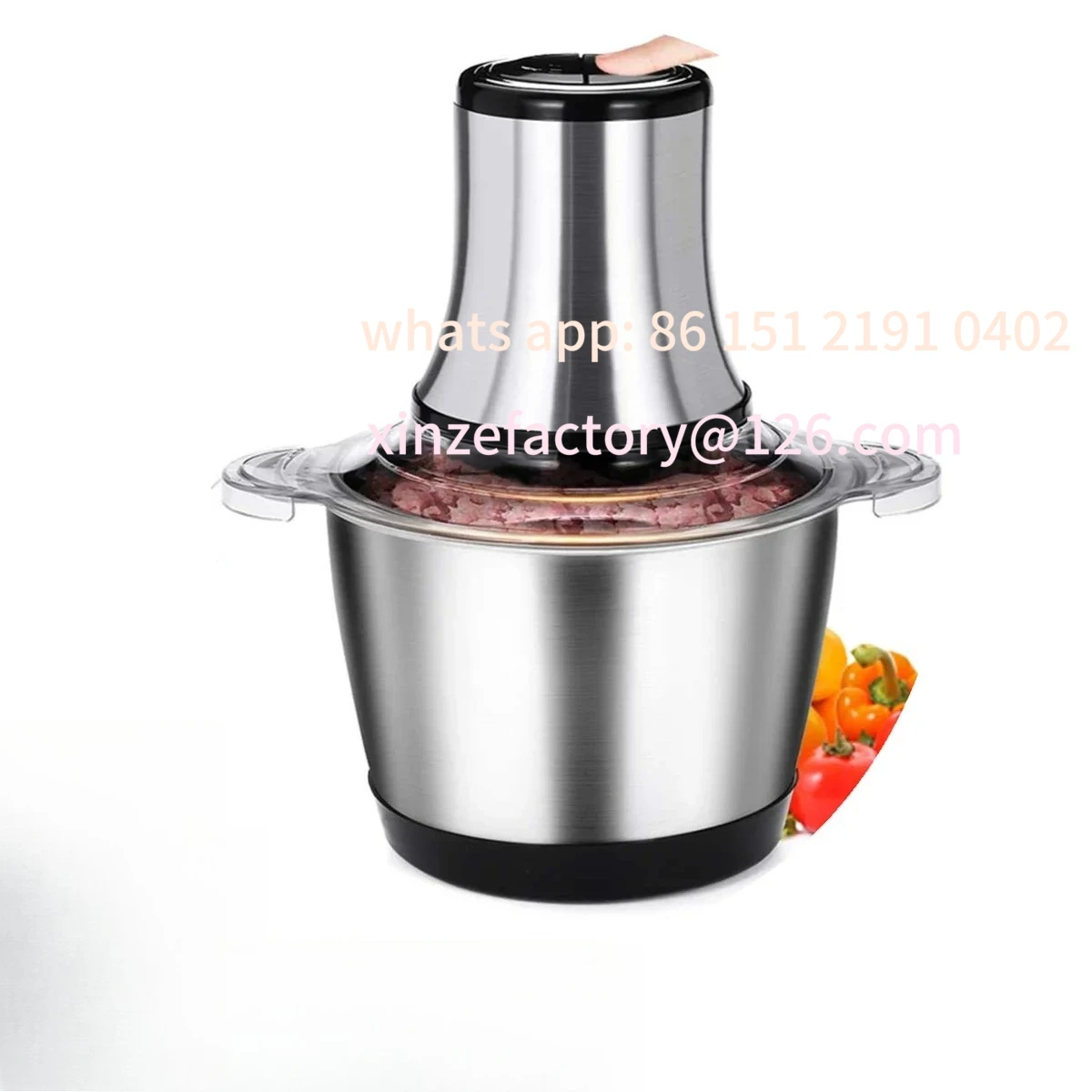 Customizable Household Small Electric Meat Grinder 2 Speeds Stainless Steel Electric Chopper Automatic Mincing Machine