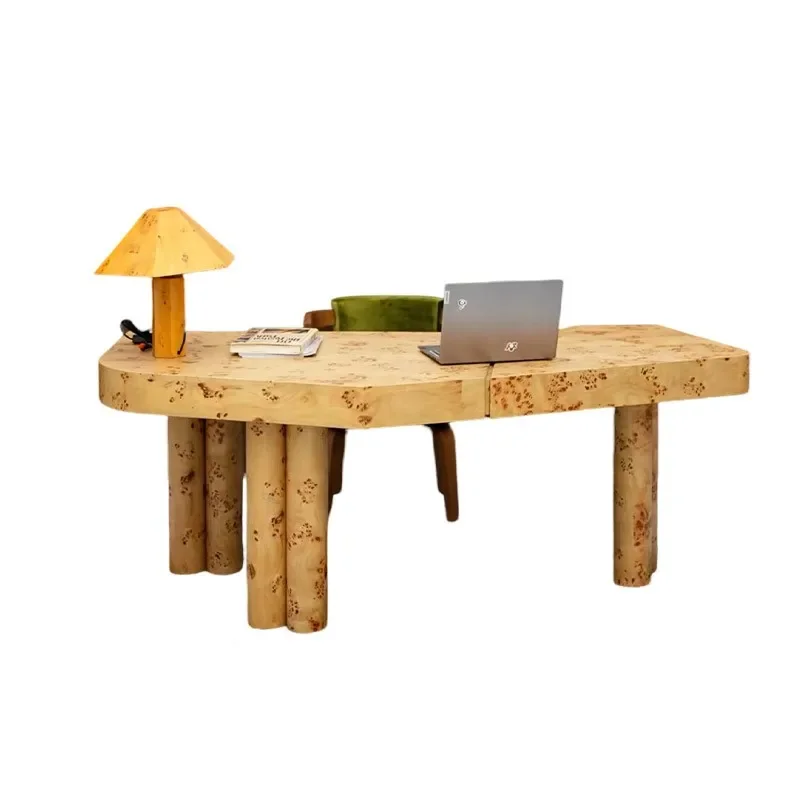 

French retro, solid wood desk tree, desk medieval, small apartment, special-shaped table