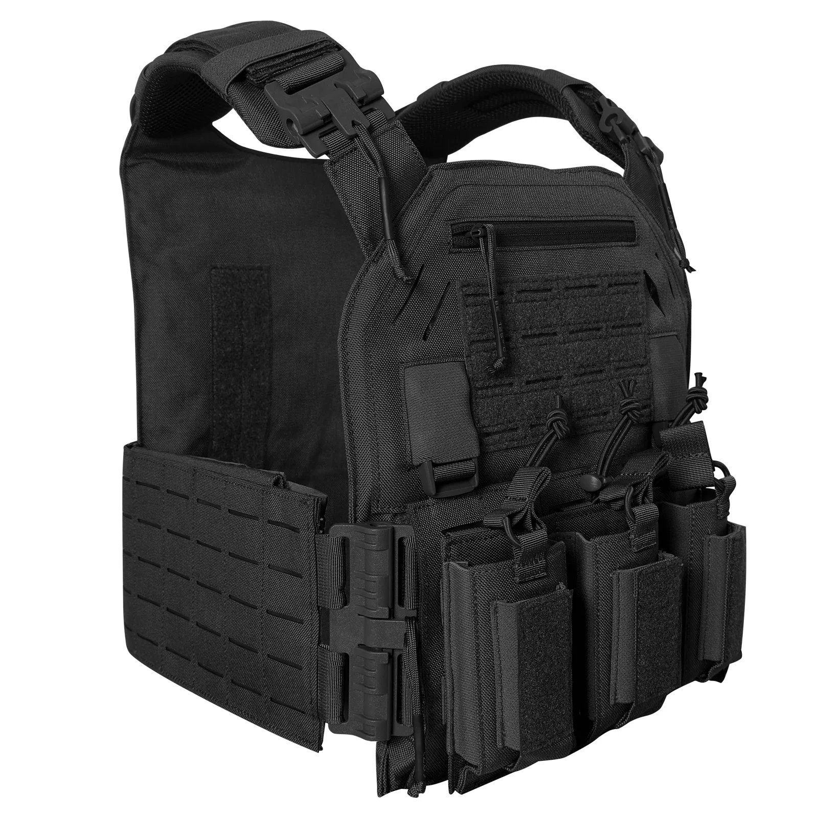 Tactical Vest Outdoor Training 1000D Nylon Laser Cut Quick Release Tactical Vest with Mother Magazine Pouch Adjustable Size