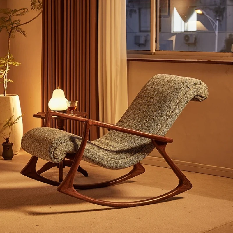 black walnut rocking chair balcony lunch break lazy sofa rocking chair living room log lounge chair leisure