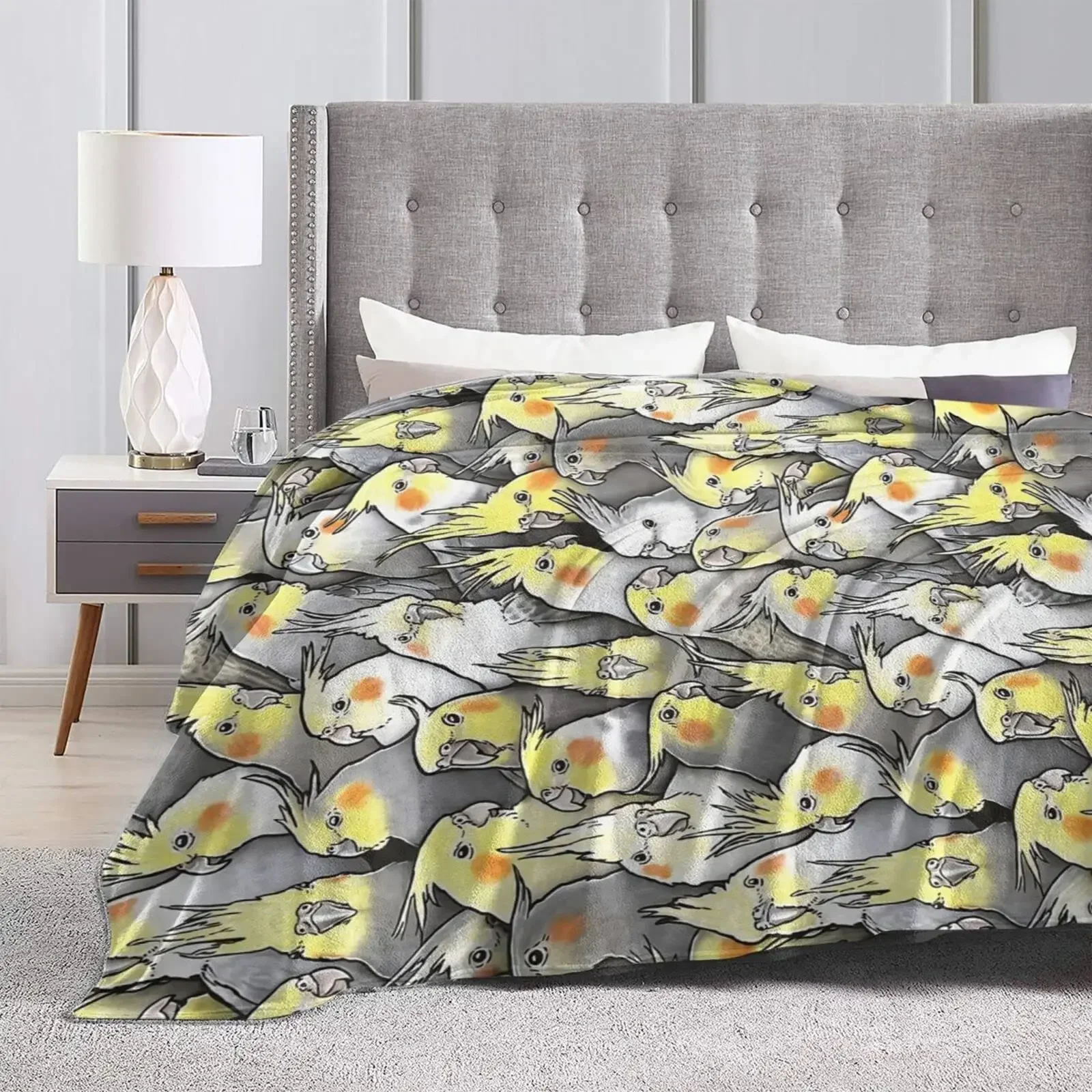 Coperta da tiro in flanella di cockatiel, coperta accogliente e calda per pappagalli per biancheria da letto per tutte le stagioni, divano letto,