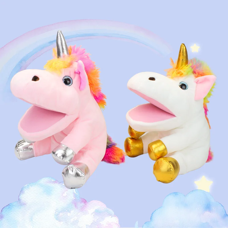 1/2pcs Unicorn Hand Puppet Plush Doll Stuffed Animal Soft Figurine Kids Educational Kindergarten Toy Gift for Children Birthday