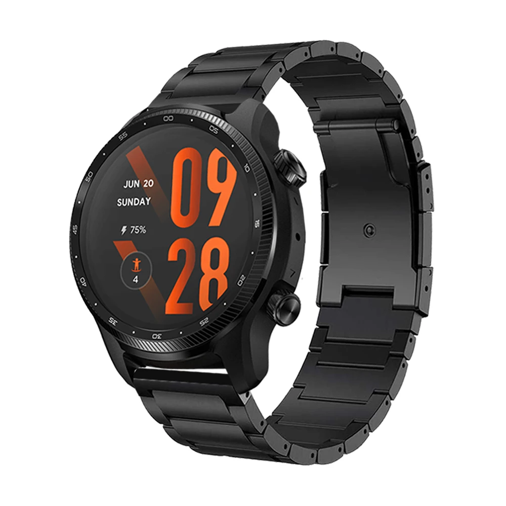Titanium plating Metal Strap Band For TicWatch Pro 3 Ultra GPS/LTE/Ticwatch GTX Stainless Steel Bracelet Replacement Watchband
