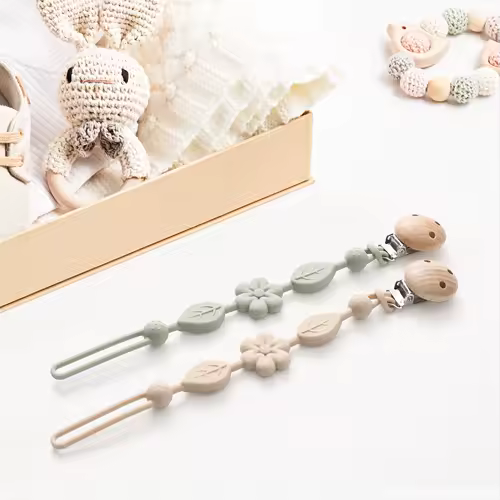1pcs Baby Silicone Pacifier Chains, Flower  Anti Loss Adjustable Pacifier Holder For Newborn, Suitable For Baby Toy Products - Image 3