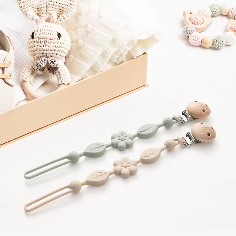 1pcs Baby Silicone Pacifier Chains, Flower  Anti Loss Adjustable Pacifier Holder For Newborn, Suitable For Baby Toy Products - Image 3