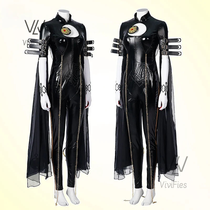 Game Bayonetta Cosplay Costume Wig Shoes Black PU Jumpsuit Adult Lady Like Woman sexy Outfits Halloween Carnival Party Suit For