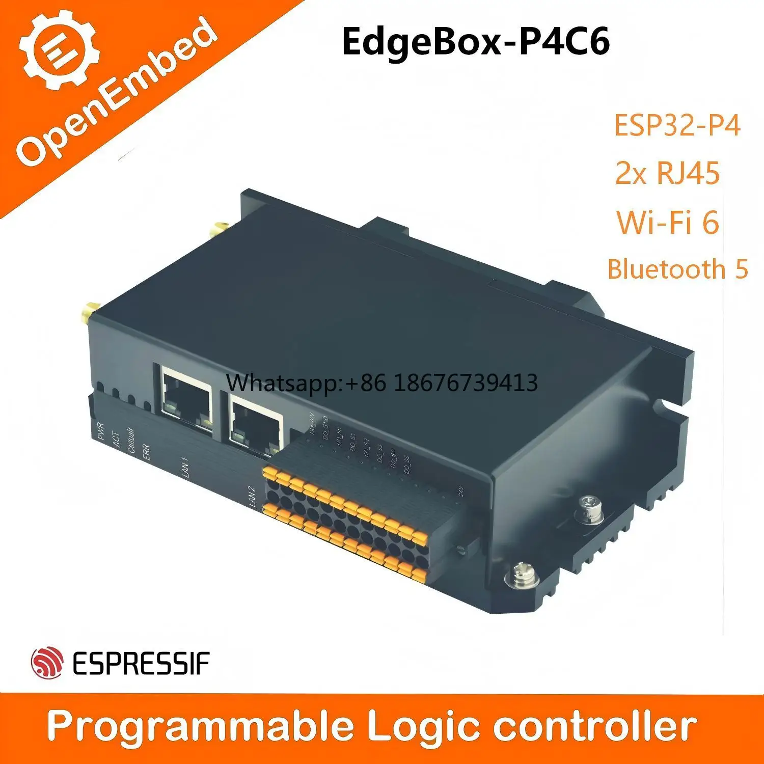 PLC Manufacturer 4DI 6DO RS485 Ethernet WIFI BLE 5.0 4G LTE LoRa ESP32 P4C6 PLC Programming Controller IoT Industrial Control