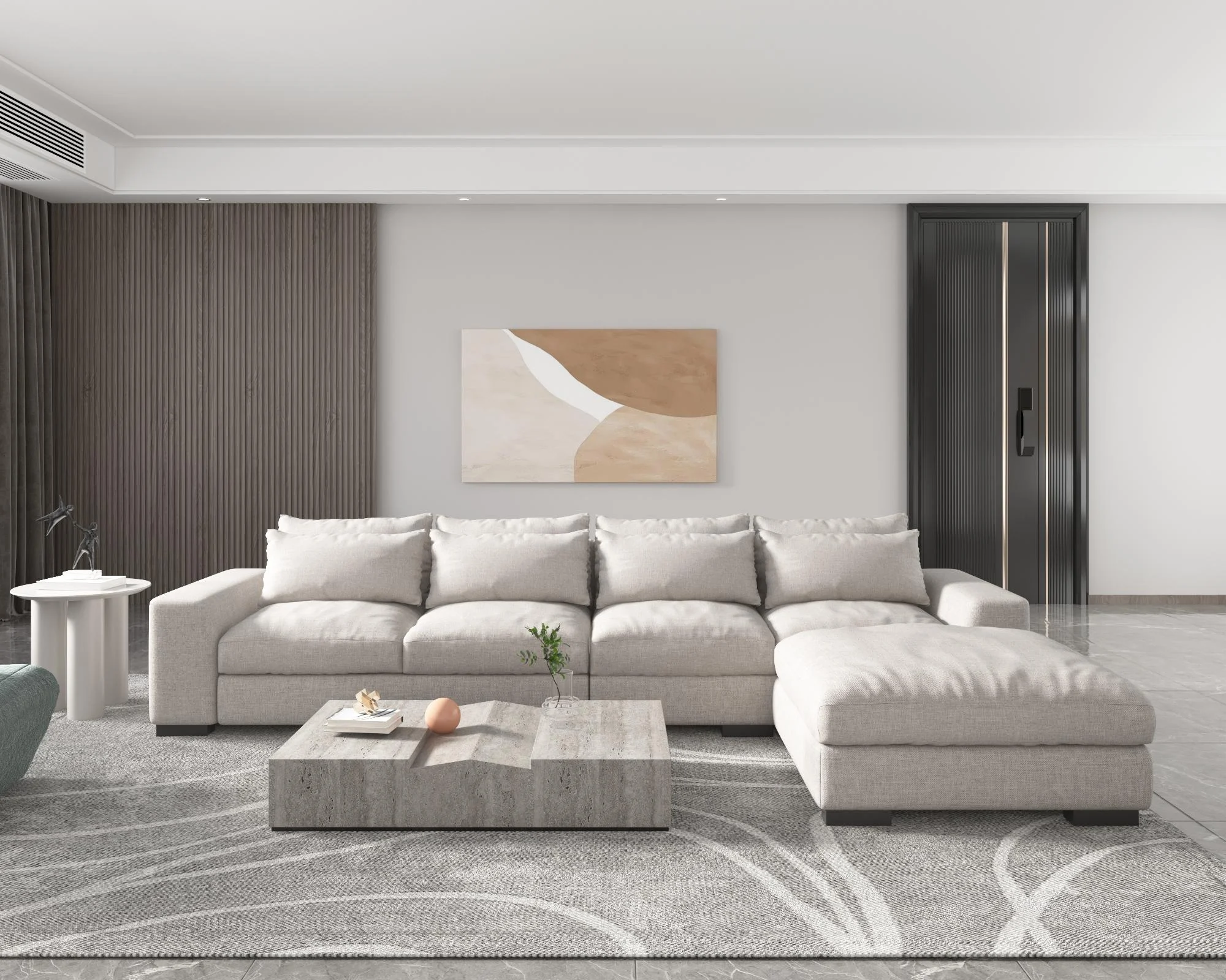 Wohnzimmer-Couch-Sofas 21BSSC006, weißer Stoff-Sofabezug, modulares Ecksofa, Schnittsofa-Set, moderne Möbel