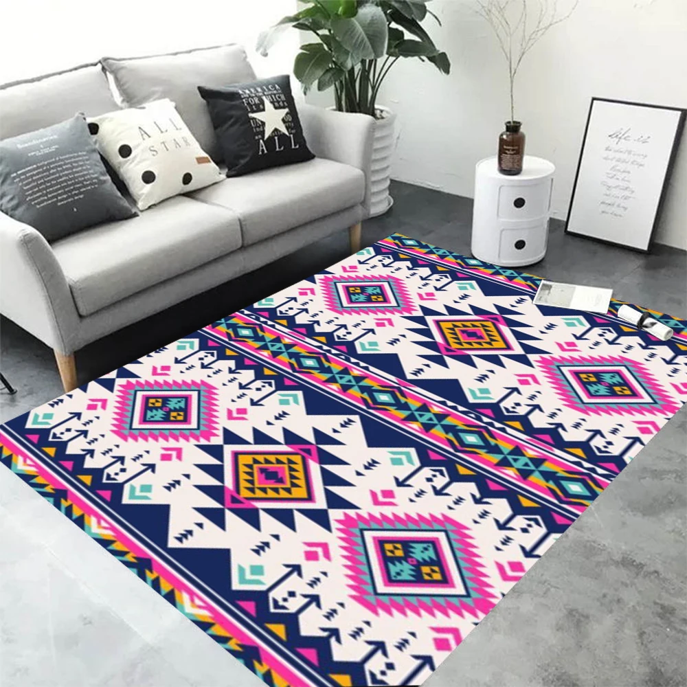 Retro Geometric Pattern Living Room Carpet Modern Decoration Bedroom Soft Non-slip Carpet Large Area Sofa Side Rug