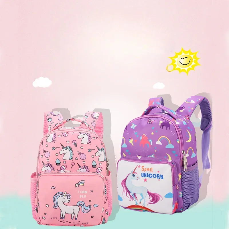 Mochila de unicornio para niña pequeña, morral escolar de dibujos animados, bonita