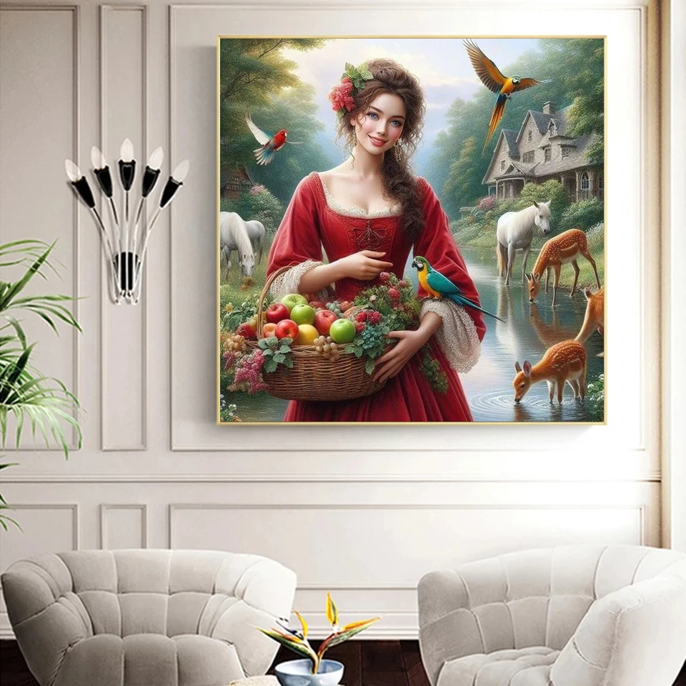 Diamond Painting Woman Portrait Rose Princess Full Round Square Diamond Embroidery Mosaic Cross Stitch Kits For Home Decor Gift