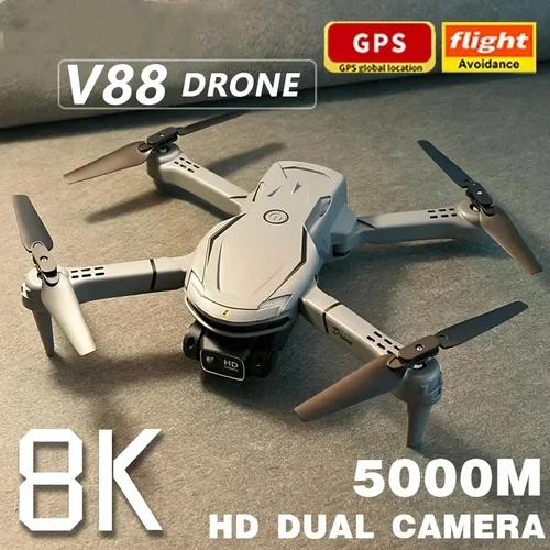 미니 V88 드론 8K 5G GPS 전문 HD 항공 사진 리모컨 항공기, HD 듀얼 카메라 쿼드콥터 장난감 UAV 