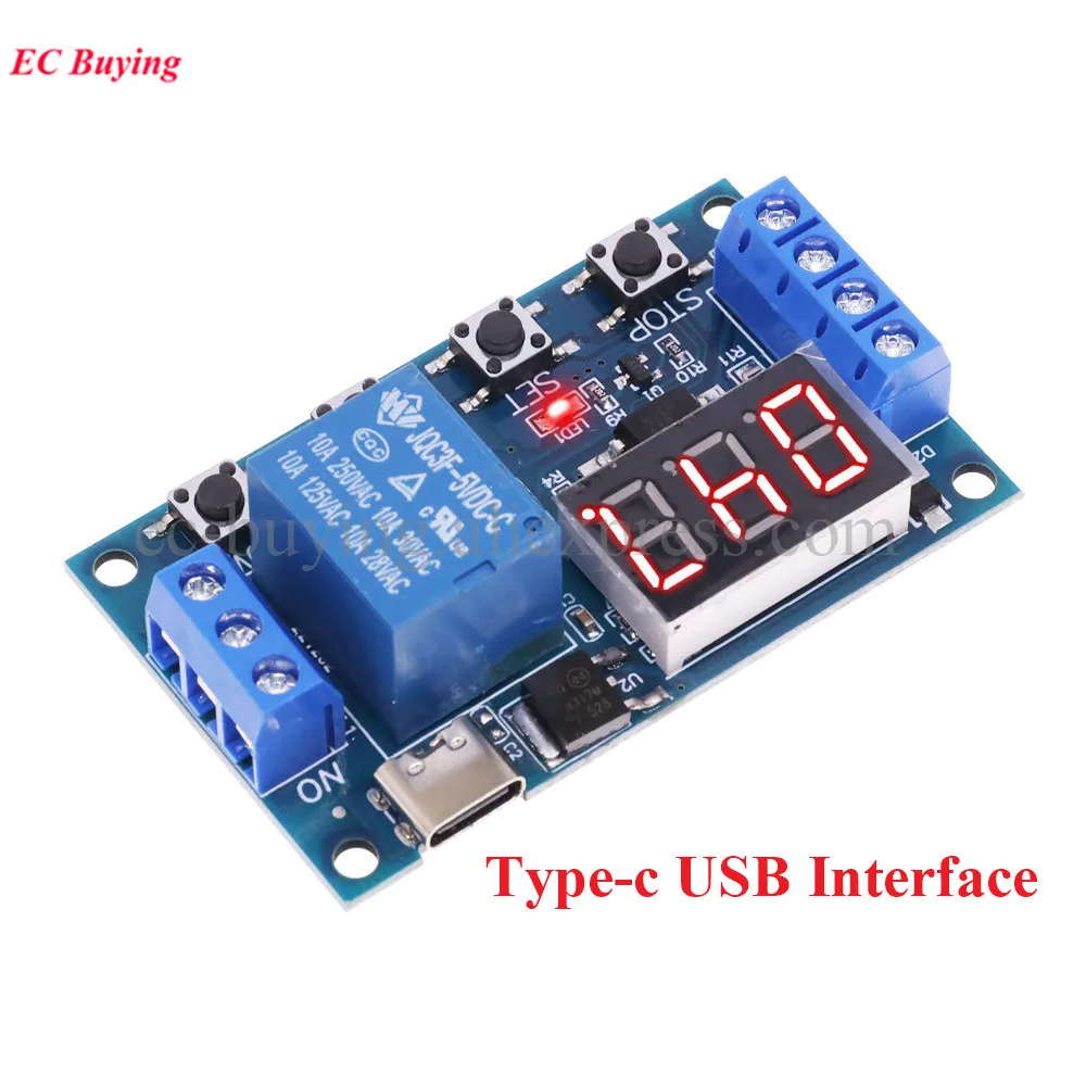 DC 6-30V Support Micro Type-c USB 5V LED Display Automation Cycle Timer Delay Control Off Switch Relay Module 6V 9V 12V 24V