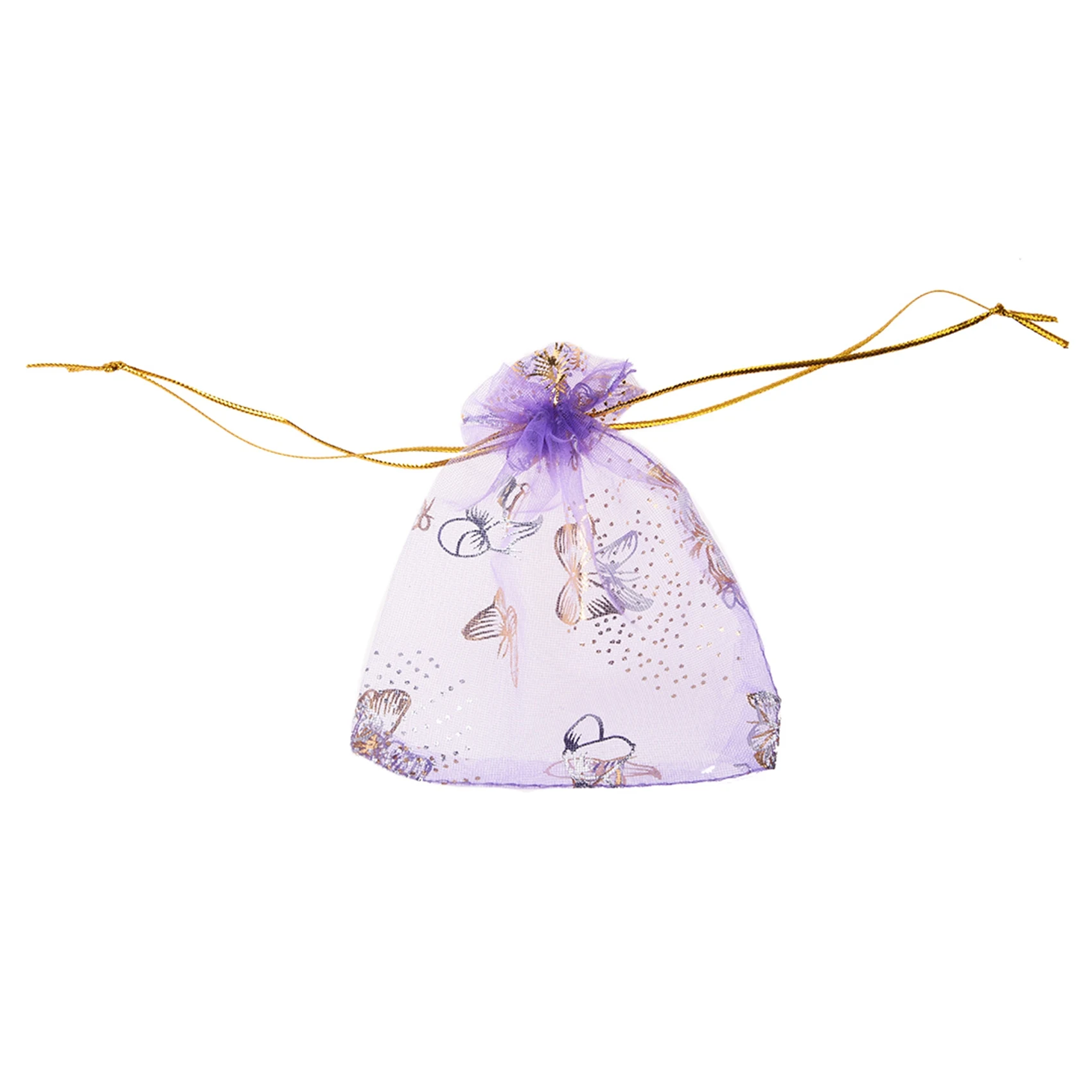 AS94-300Pcs Butterfly Drawstring Organza Wedding Gift Jewellery Candy Pouch Bags Purple