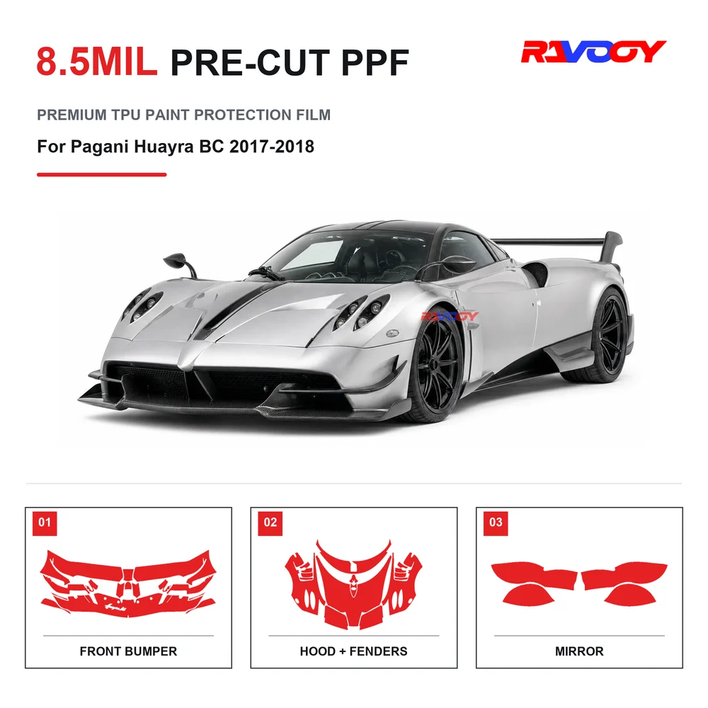 Precut PPF For Pagani Huayra BC 2017-2018 8.5mil TPU Clear Paint Protection Film Self Healing Hydrophobic UV Stone Chip Guard