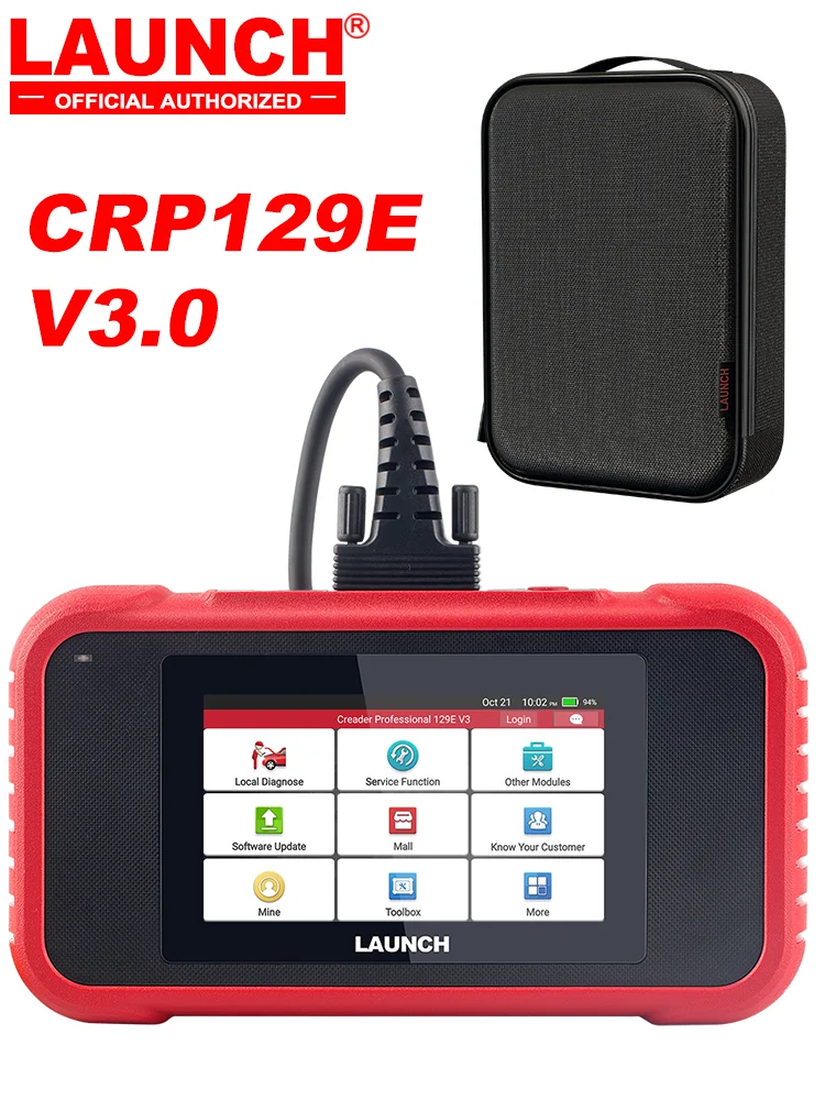LAUNCH CRP129E V3.0 Creader Professional 129E V3 ABS SRS Motor Getriebe Deutsches Auto-Diagnosegerät OBD-Scanner unterstützt CANFD, DOIP Adapterkabel BST360
