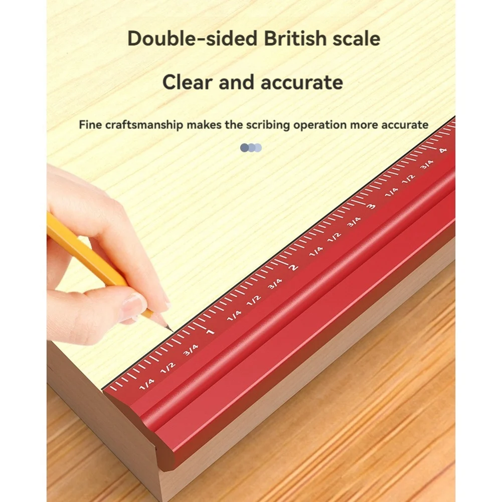 

T61C_4Pcs Woodworking Line Drawing Ruler Parallel/Vertical Scribing Ruler