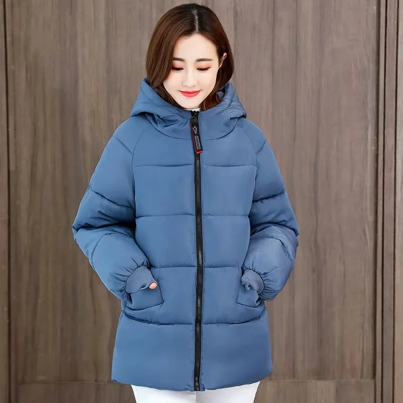 Winter Jacket Women Parkas Pocket Loose Thicken Warm Hooded Coat Jackets Female Korean Bread Parka Down Cotton Coats