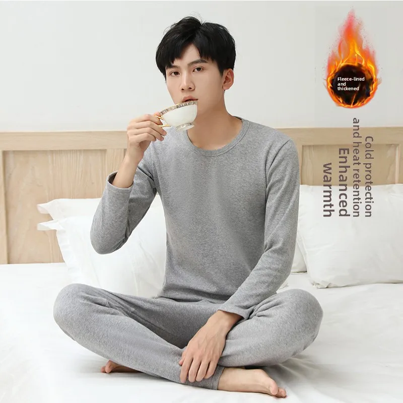 

Men's Thermal Underwear Set Fleece Lined Cold Proof Warmth Assured Comprehensive Ensemble for Autumn And Winter