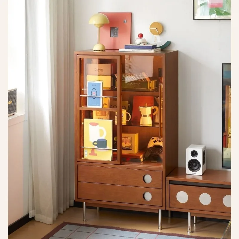 retro living room locker medieval household bucket cabinet integrated storage storage display cabinet against the wall