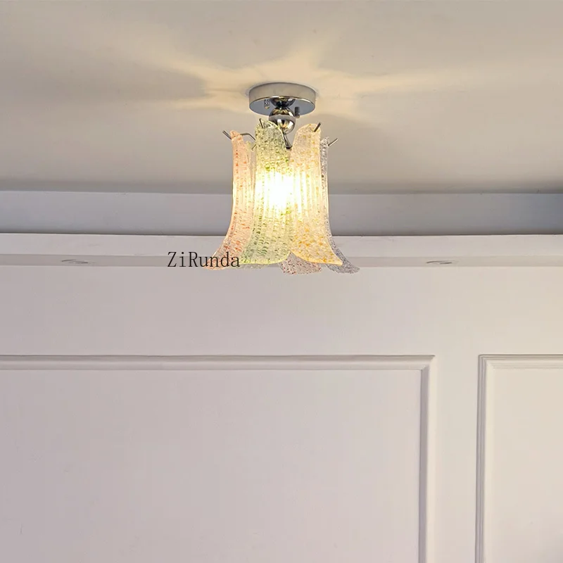 * Plafoniera francese medievale per balcone corridoio sette corridoio d'ingresso in vetro guardaroba retrò