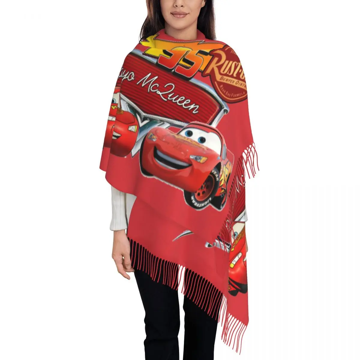 Custom Printed Lightning McQueen Scarf Men Women Winter Warm Scarves Cartoon Shawls Wraps