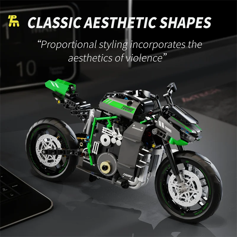 مجموعة مكعبات بناء تجميع قاطرة ثقيلة، نموذج دراجة نارية 1:8، هدية للأولاد والبنات، ألعاب بلاستيكية بتصميم كلاسيكي #2