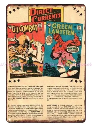 house decor shops 1968 comic book ad GI Combat Green Lantern metal tin sign