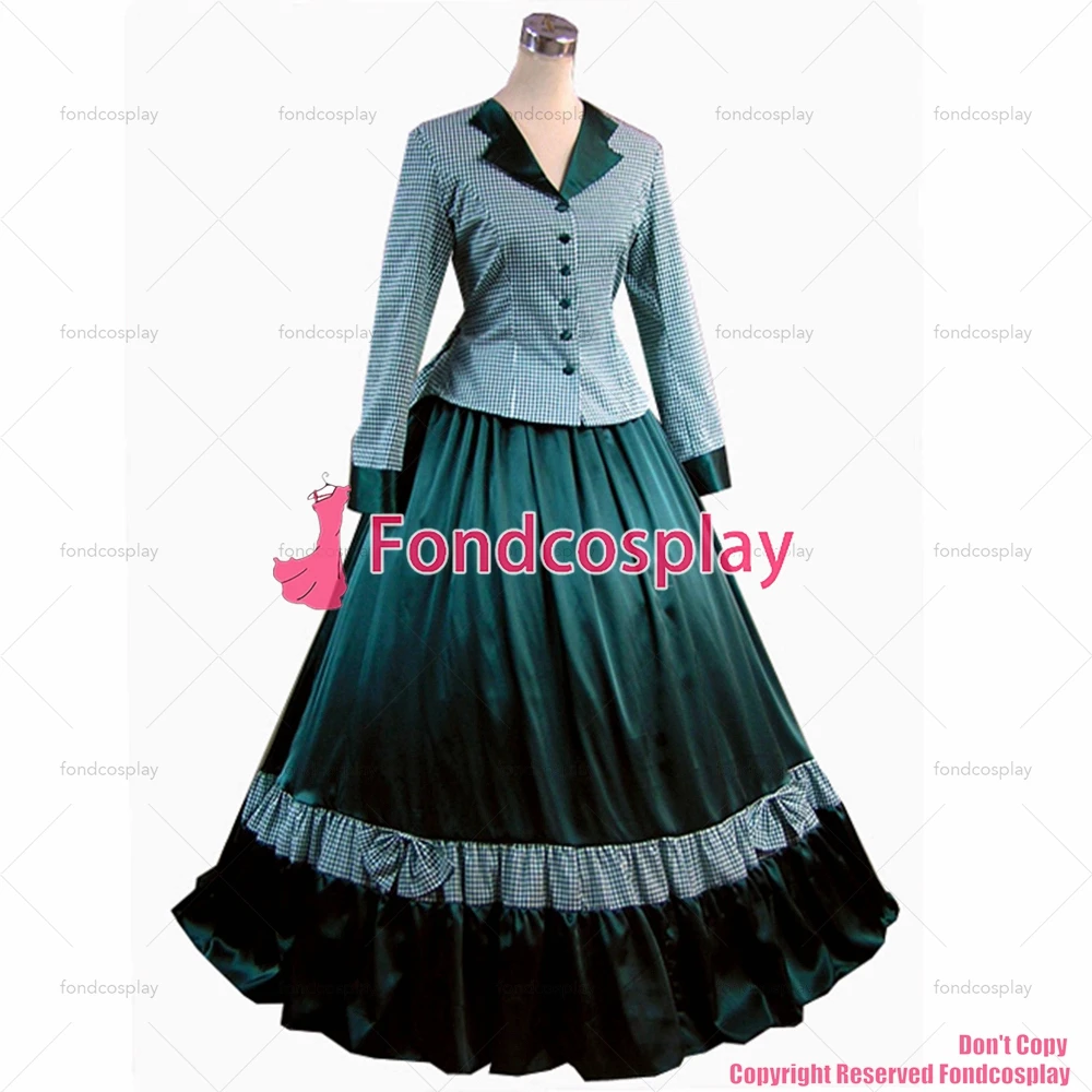 fondcosplay Gothic Lolita Punk Medieval Gown Figure Ball Long Evening green satin skirt Jacket CD/TV[CK1369]