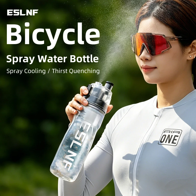 ESLNF Mist Spray Cooling Bike Cycling Water Bottle 610ml 21oz Hot Cold Insulated BPA Free Road Mountain Outdoor Sports