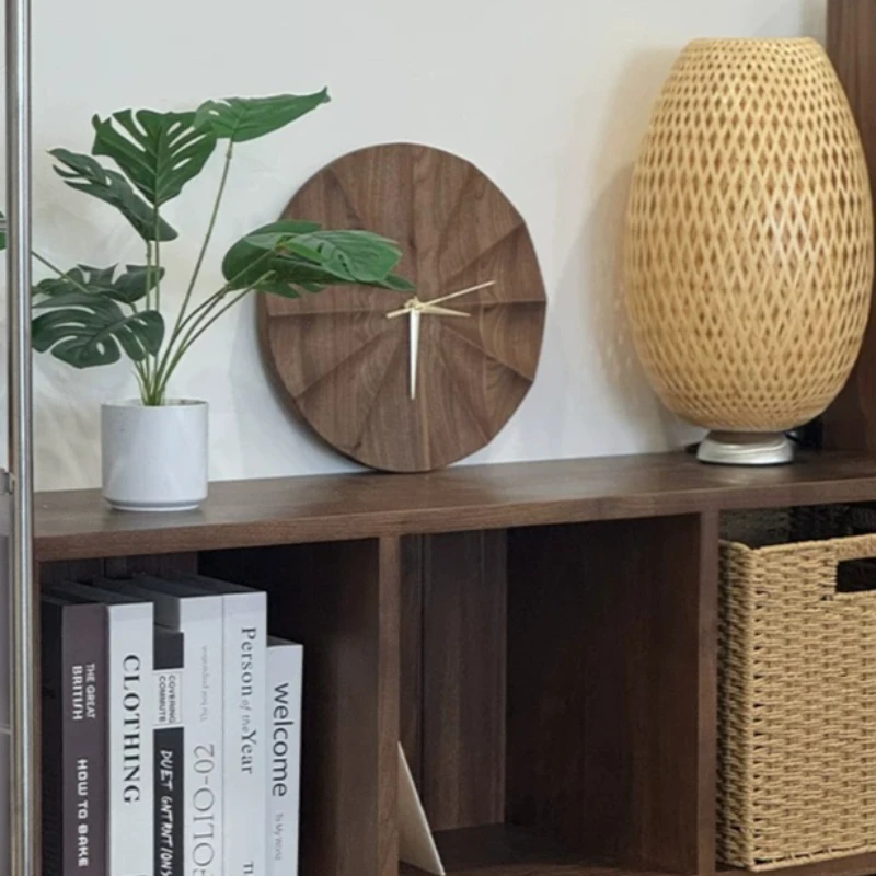T*-Wooden Wooden Wall Clocks Round Simple Fashion Design Silent Creative Fashion Clock Wall Minimalist Aesthetic Saat Home Decor