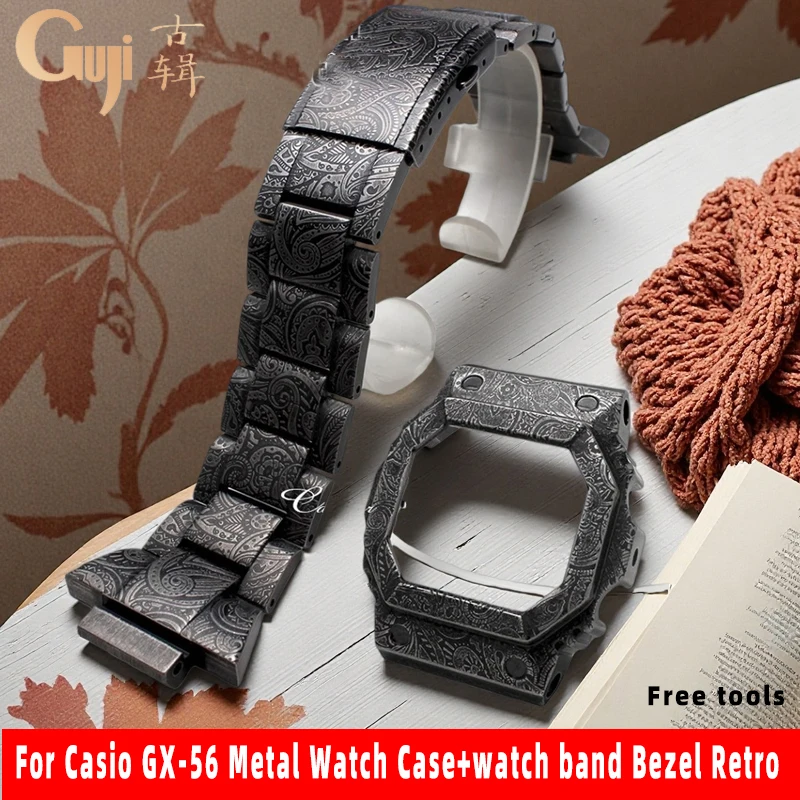 Mod Kit GX56BB Retro Style Metal Case Strap For Casio watch GX-56 GXW-56BB Mens Stainless Steel Bezel Band DIY Accessories Tools