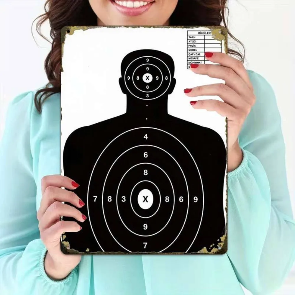 Creative Silhouette Shooting Target Aluminum Wall Art 8x12 Inch Waterproof Durable Metal Sign For Cafe Garage Home Decor