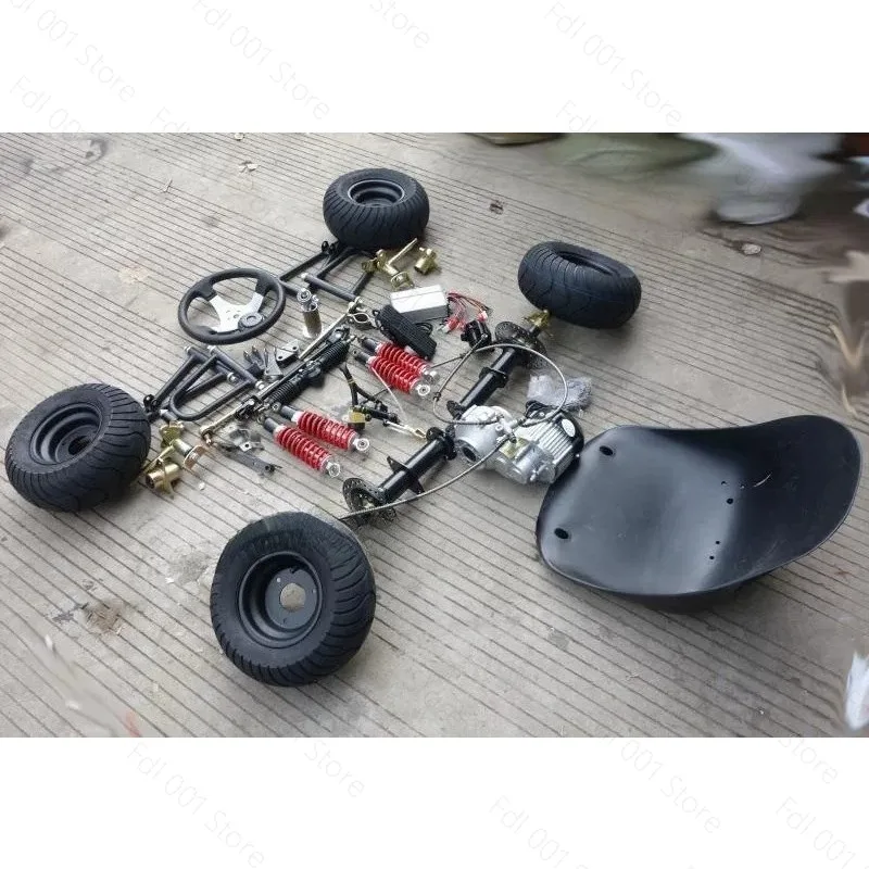 DIY Modified Electric Four-wheeler Kart Accessories Front Suspension Steering Differential Shaft Drive Motor Rear Axle 6-inch