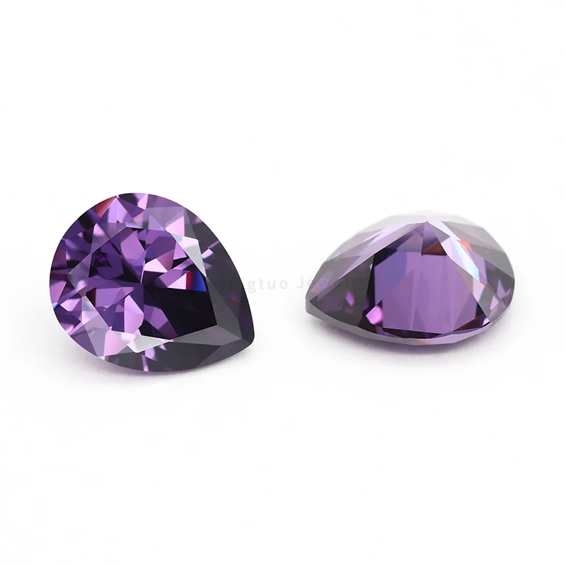 5A Grade Cubic Zirconia Amethyst Pear Shape Loose CZ Stones Synthetic Gemstone for Jewelry 3x5mm~13x18mm AAAAA