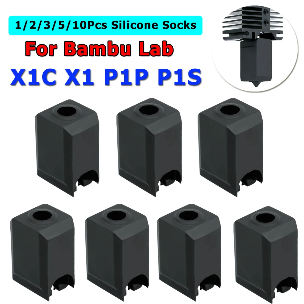 

Силиконовые носки 1/2/3/4/5/10 шт. для Bambu Lab X1 X1C P1P P1S Hotend, аксессуары, крышка блока с подогревом, теплоизоляционный черный чехол