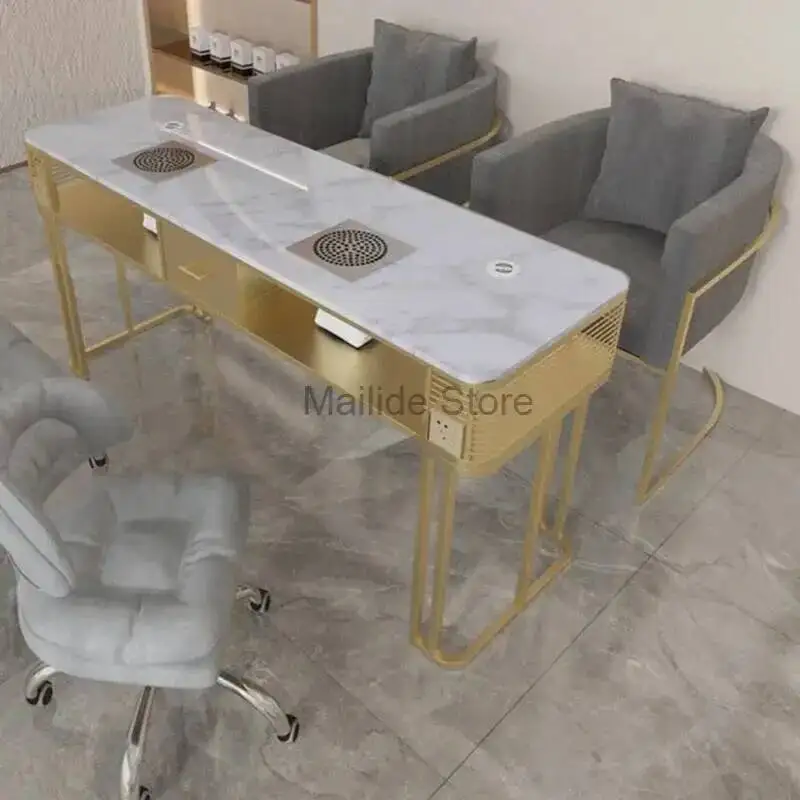 

Beauty For Iron Modern Nail Wrought Tables Commercial Furniture Manicure Table Household Multifunction Light Luxury Nail Station